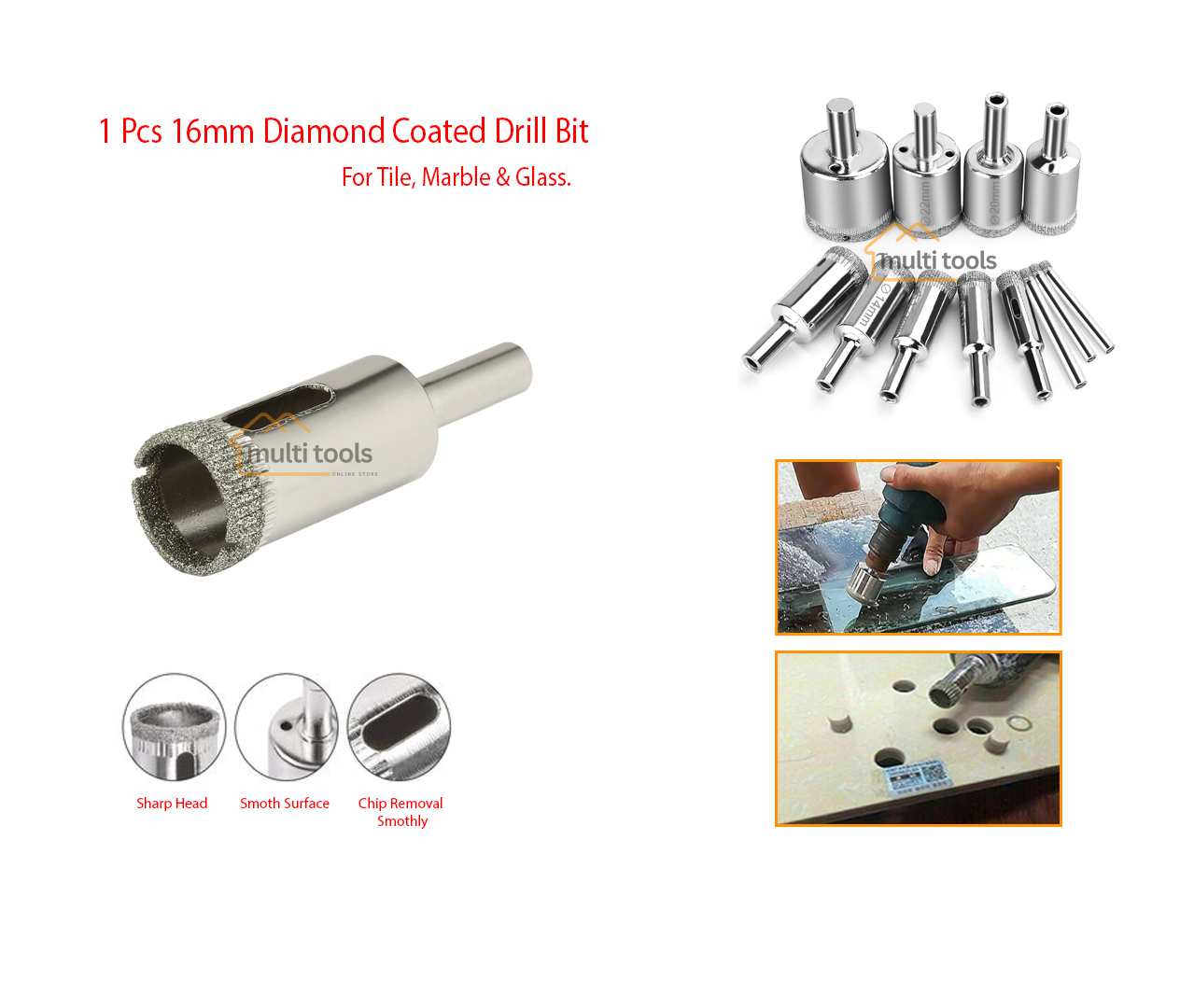 16 mm Diamond Coated Drill Bit Hole Saw Cutter For Glass Tile Ceramic Marble